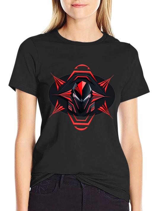 Edgy Graphic Tee - Red & Black Abstract Design
