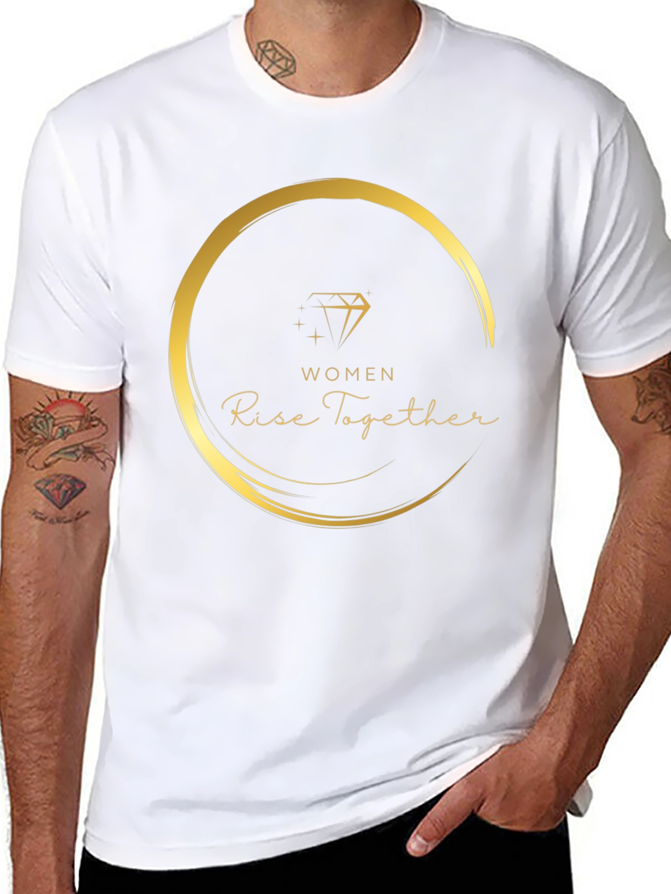 Women Rise Together Black Graphic Tee