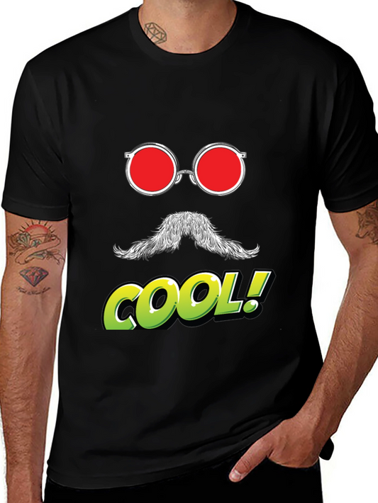 Cool Graphic Tee - Red Glasses Moustache