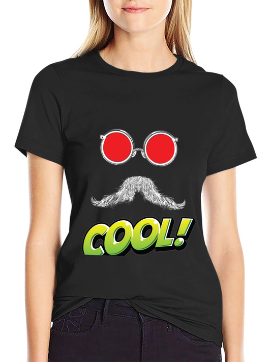 Cool Graphic Tee - Red Glasses Moustache