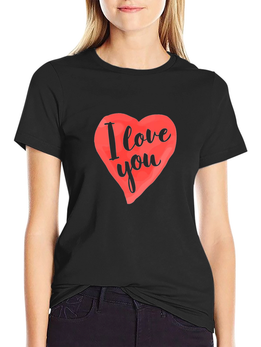 I Love You Heart Graphic Black T-Shirt