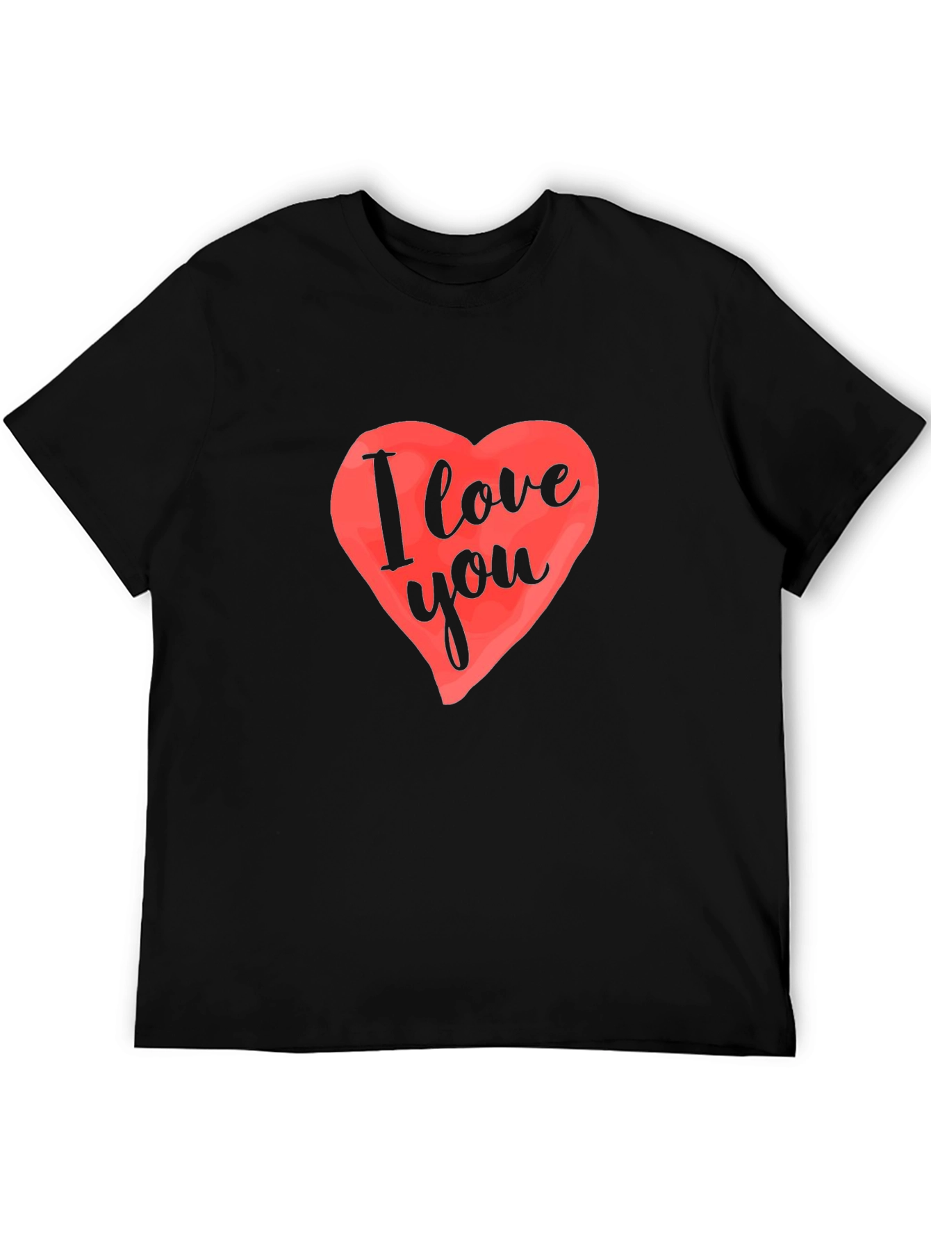 I Love You Heart Graphic Black T-Shirt