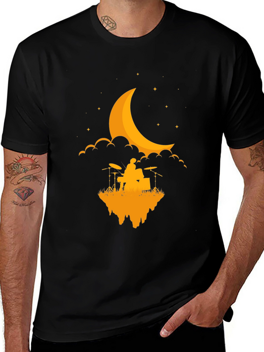 Drummer Moon T-Shirt - Black