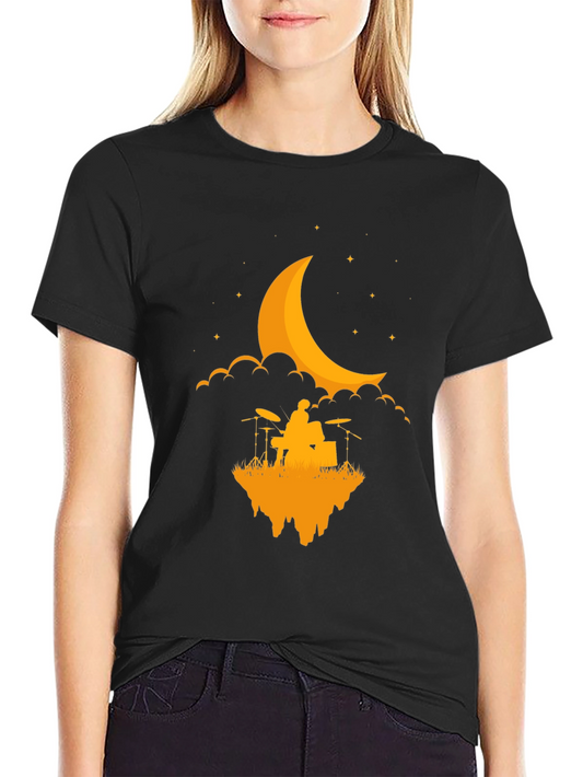 Drummer Moon T-Shirt - Black