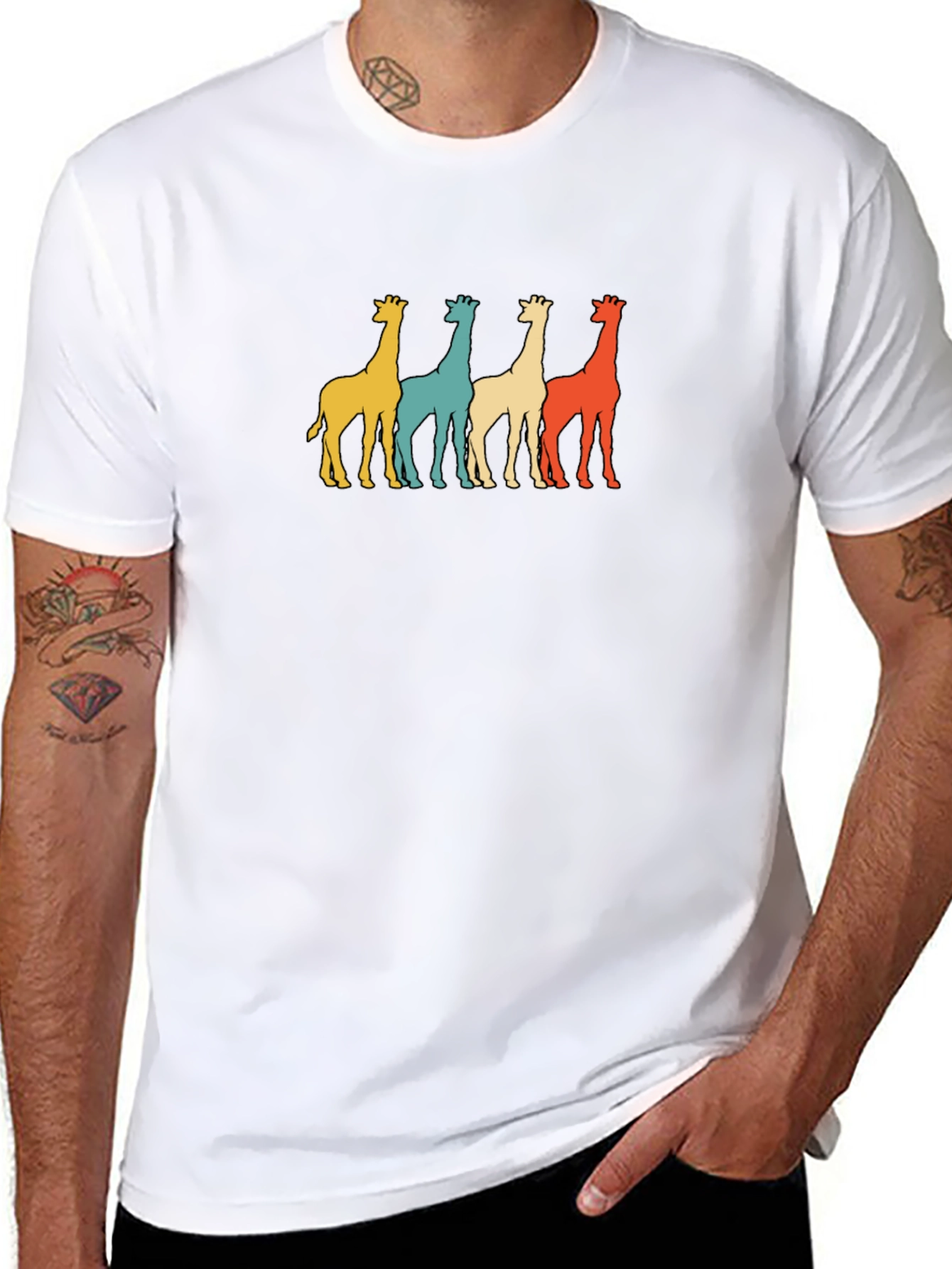 Retro Giraffe T-Shirt - Pop Art Style