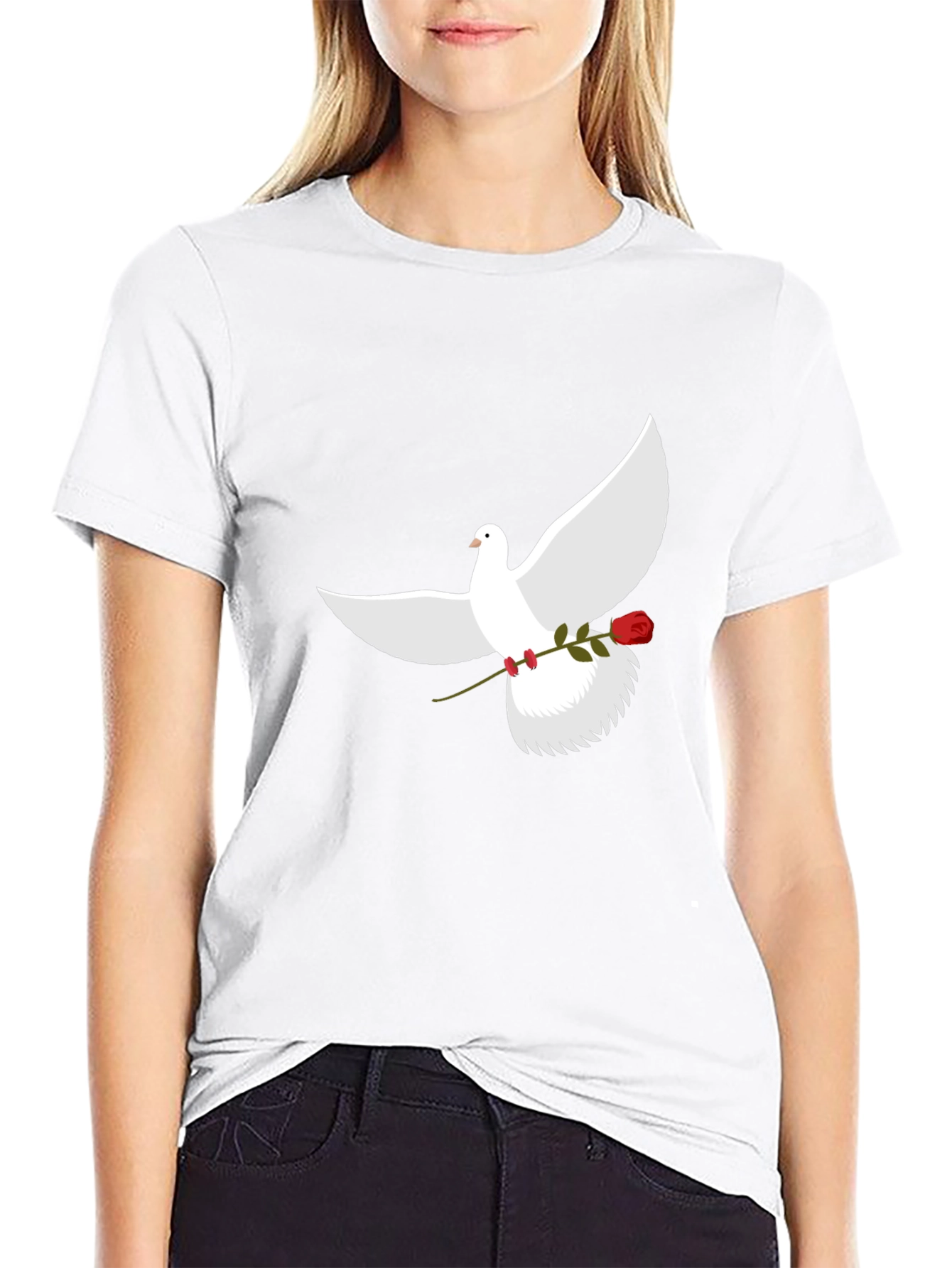 Dove and Rose Graphic Tee - Black