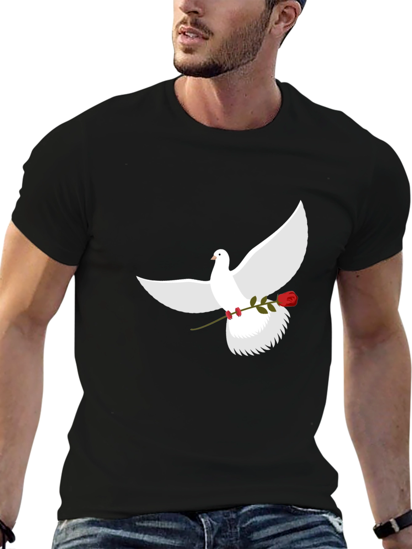 Dove and Rose Graphic Tee - Black