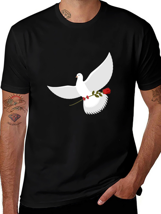 Dove and Rose Graphic Tee - Black