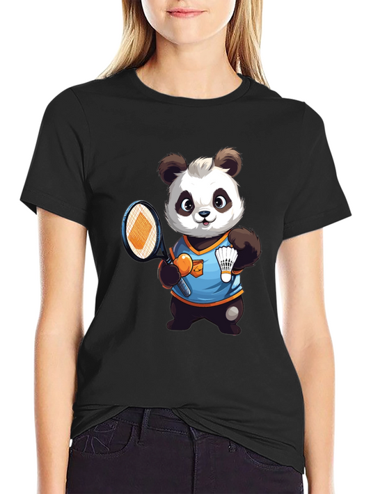 Cute Panda Badminton T-Shirt