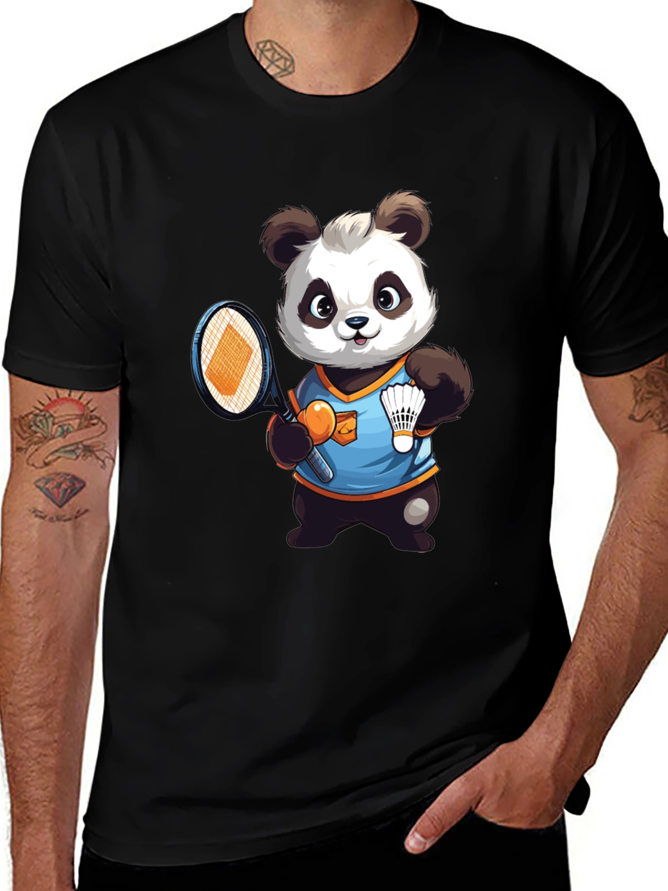 Cute Panda Badminton T-Shirt