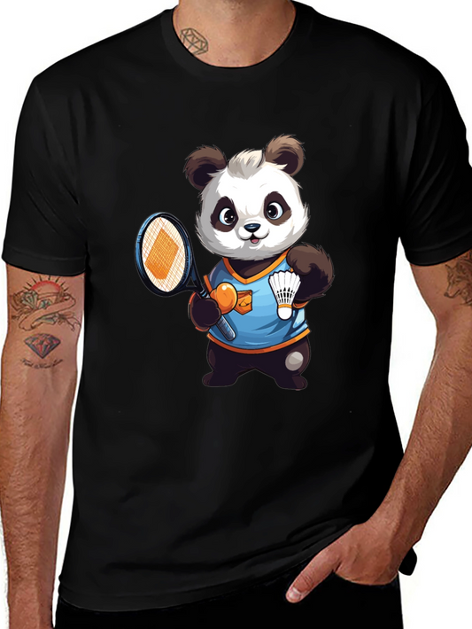 Cute Panda Badminton T-Shirt