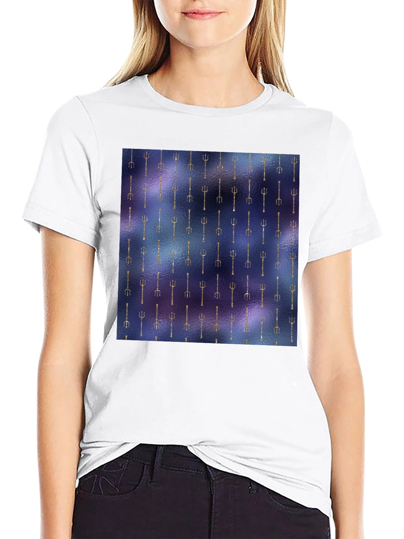 Unique Trident Pattern T-Shirt