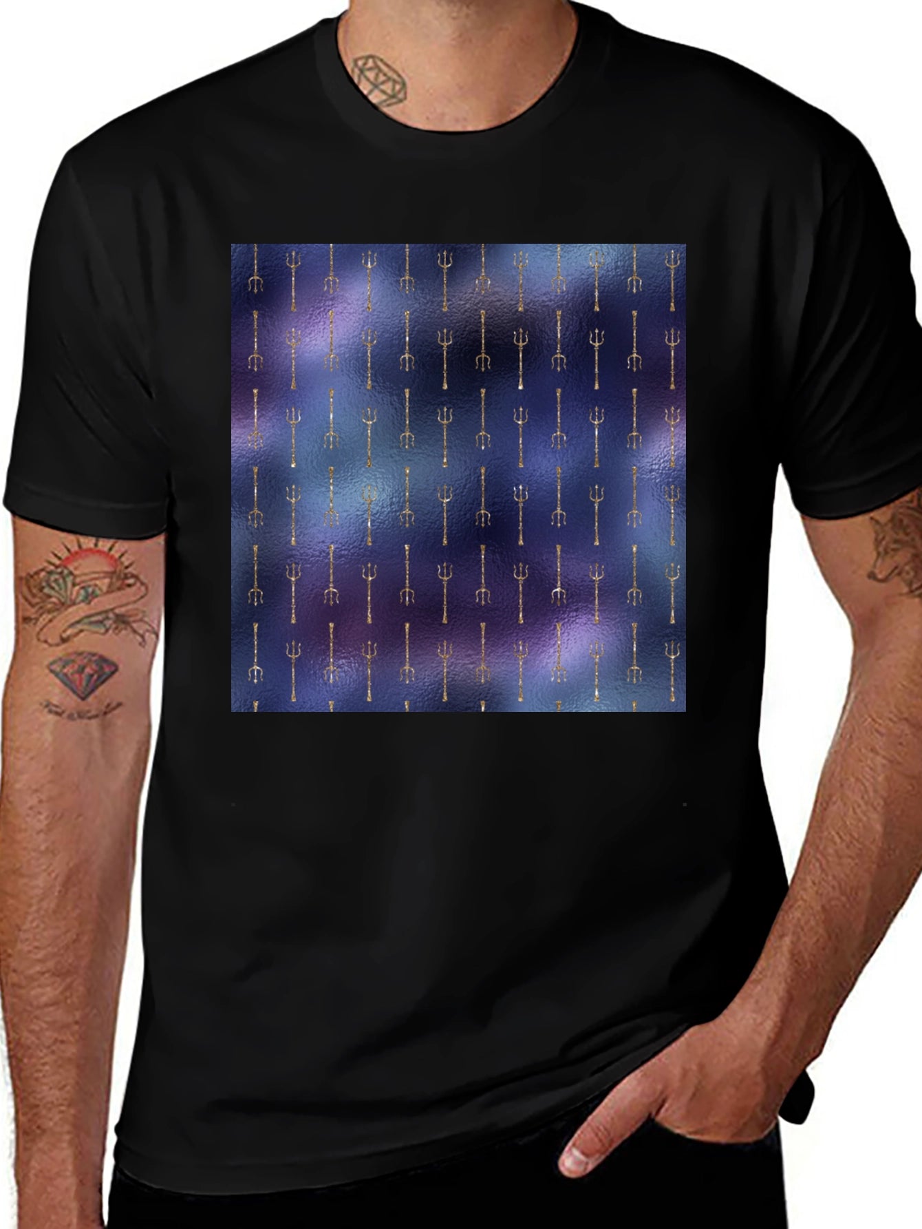 Unique Trident Pattern T-Shirt