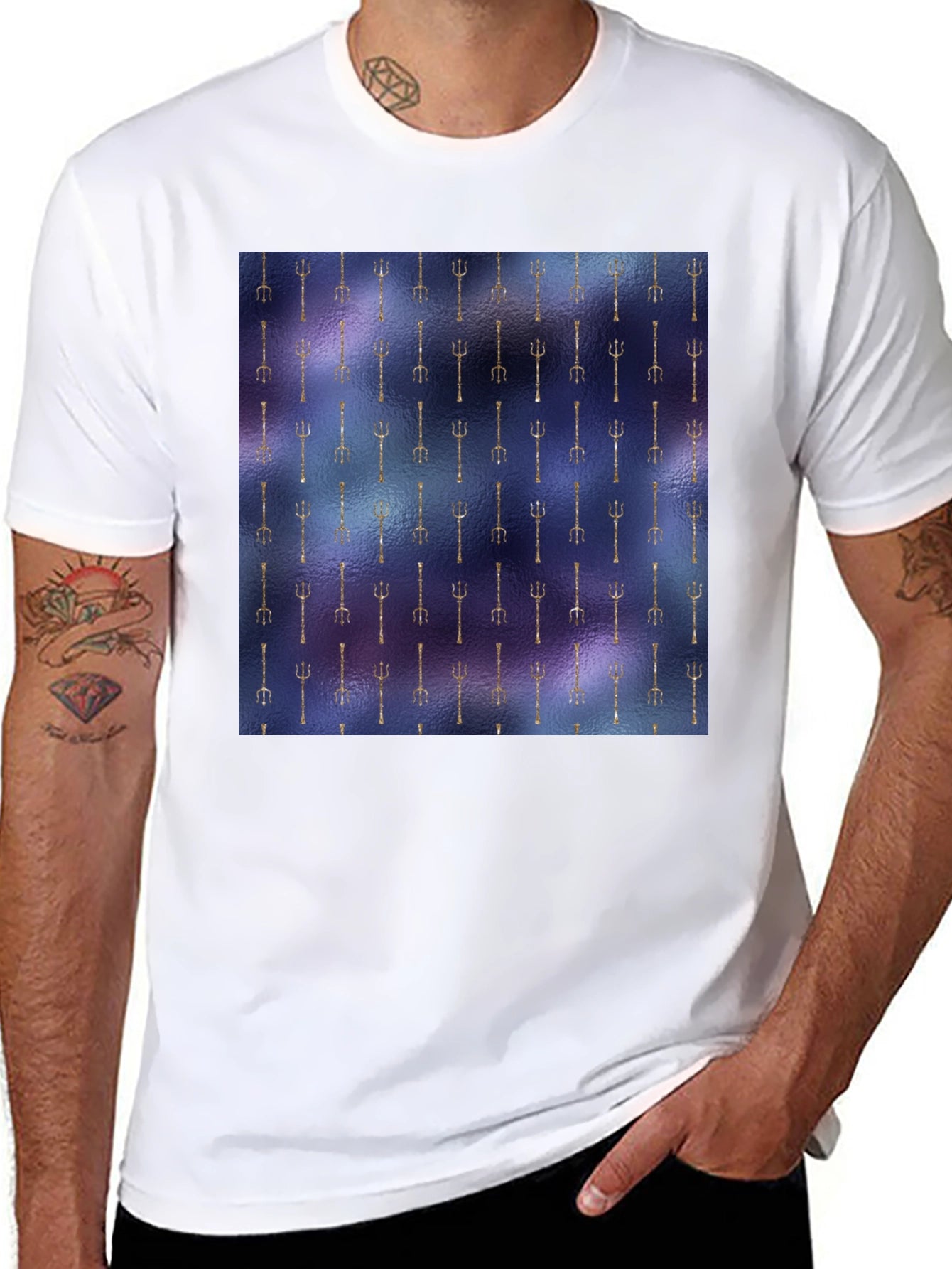 Unique Trident Pattern T-Shirt