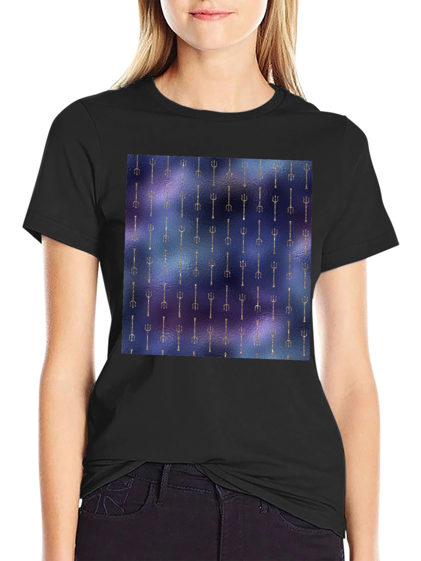 Unique Trident Pattern T-Shirt