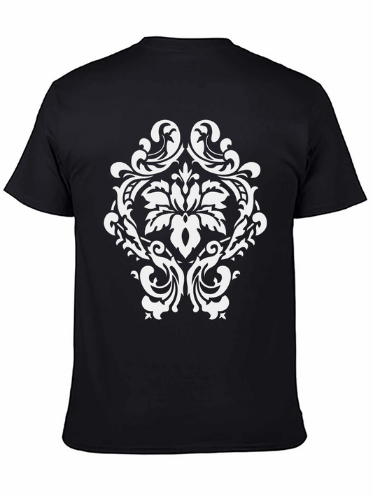 Elegant Damask Print Black T-Shirt