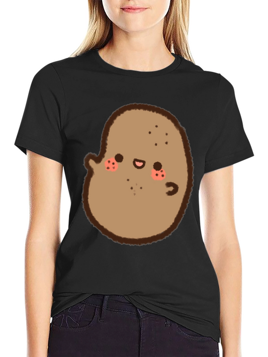 Cute Potato Graphic Black T-Shirt