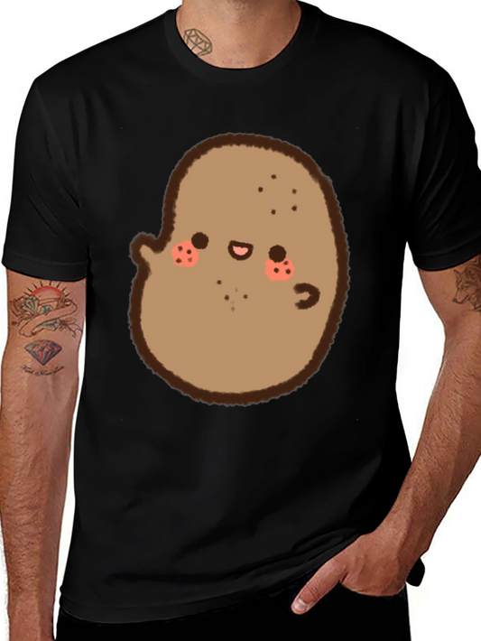 Cute Potato Graphic Black T-Shirt