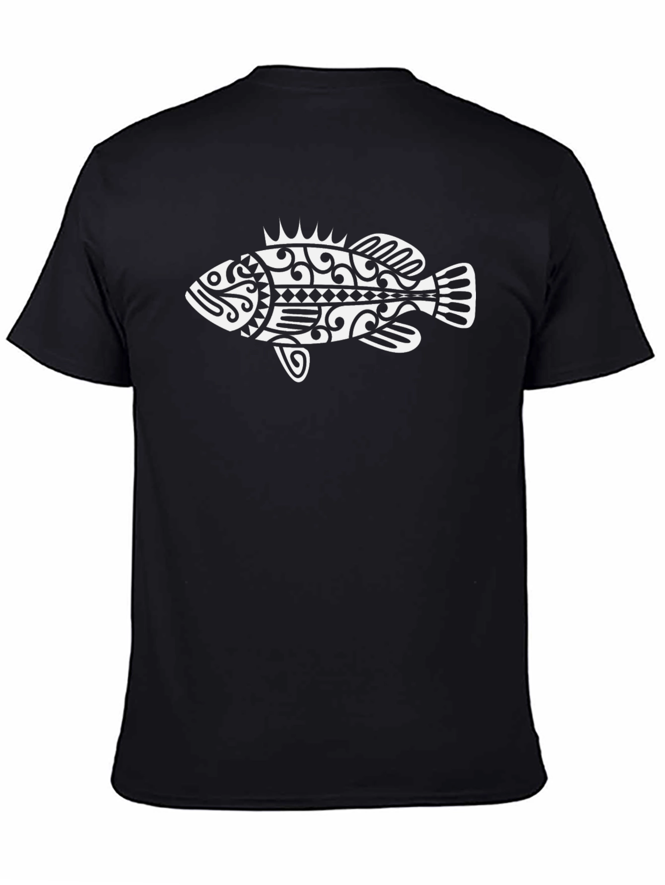 Tribal Fish Graphic Black T-Shirt