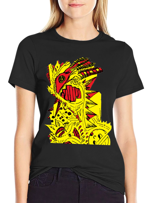 Abstract Graphic Print Black Crew Neck T-Shirt