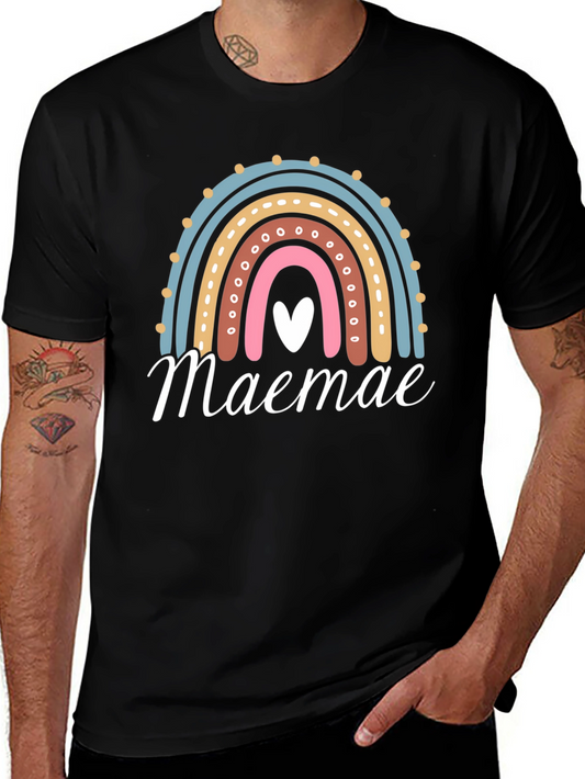 Maemae Rainbow Graphic Tee - Heart Accent T-Shirt