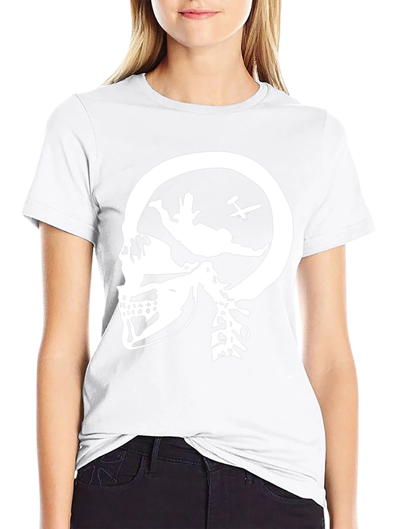 Skull Skydiving T-Shirt - Black Graphic Tee