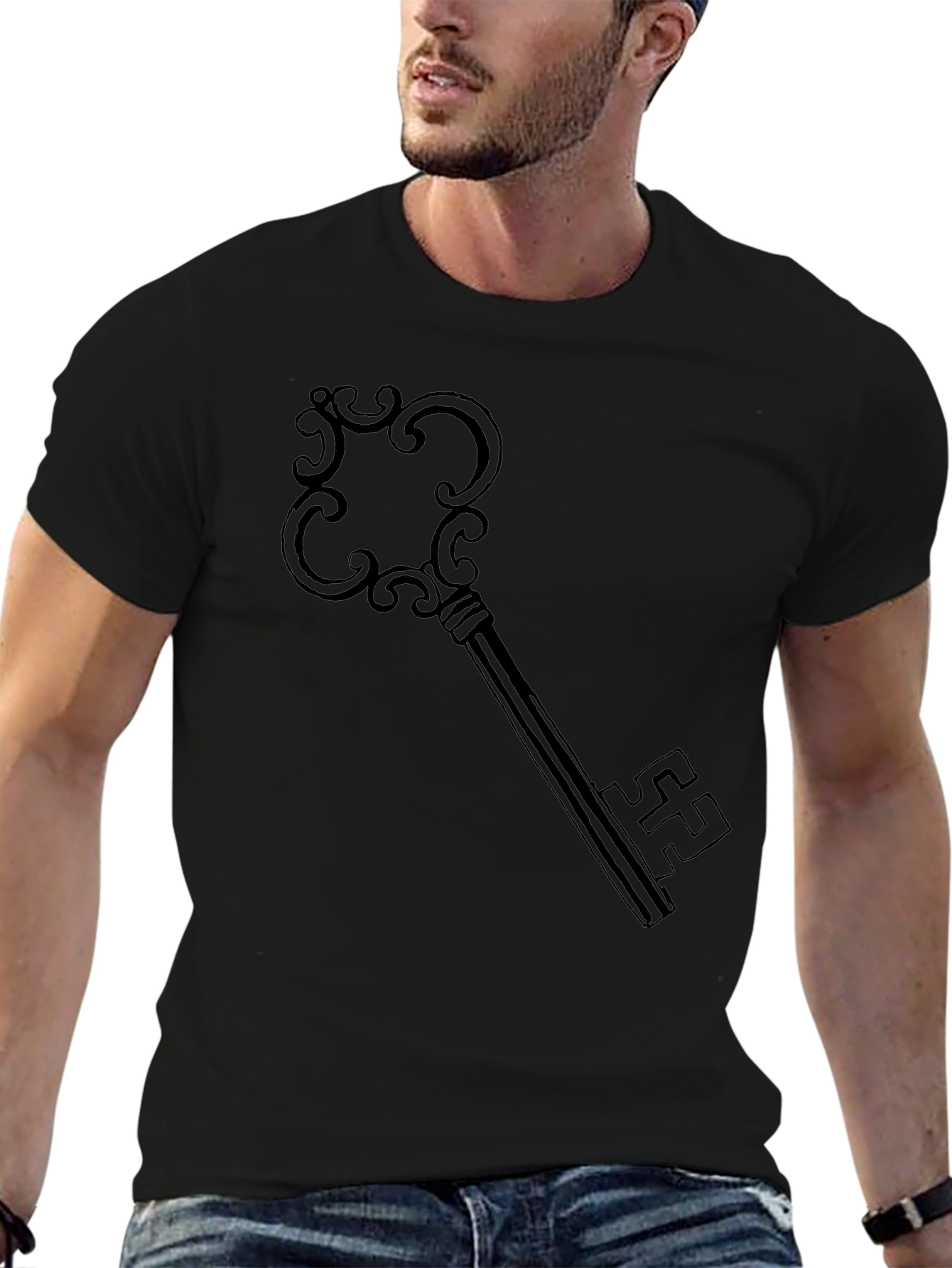 Black T-Shirt with Key Design