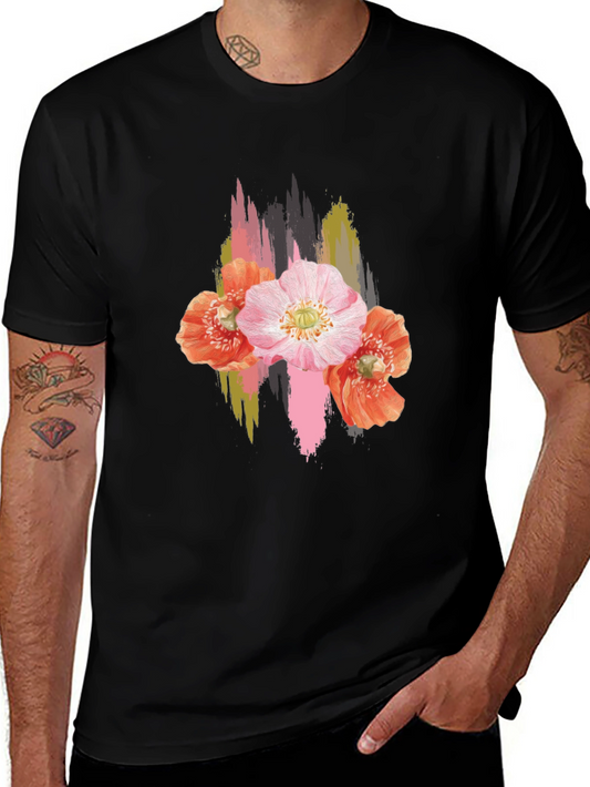 Floral Brushstroke Black T-Shirt