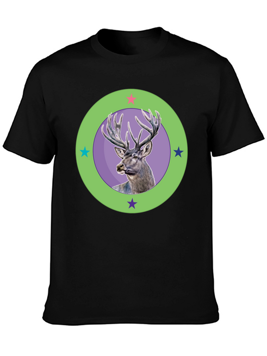 Deer Graphic Tee - Stylish Mens Black T-Shirt