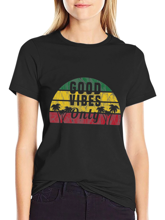 Good Vibes Only Reggae T-Shirt - Rasta Colors