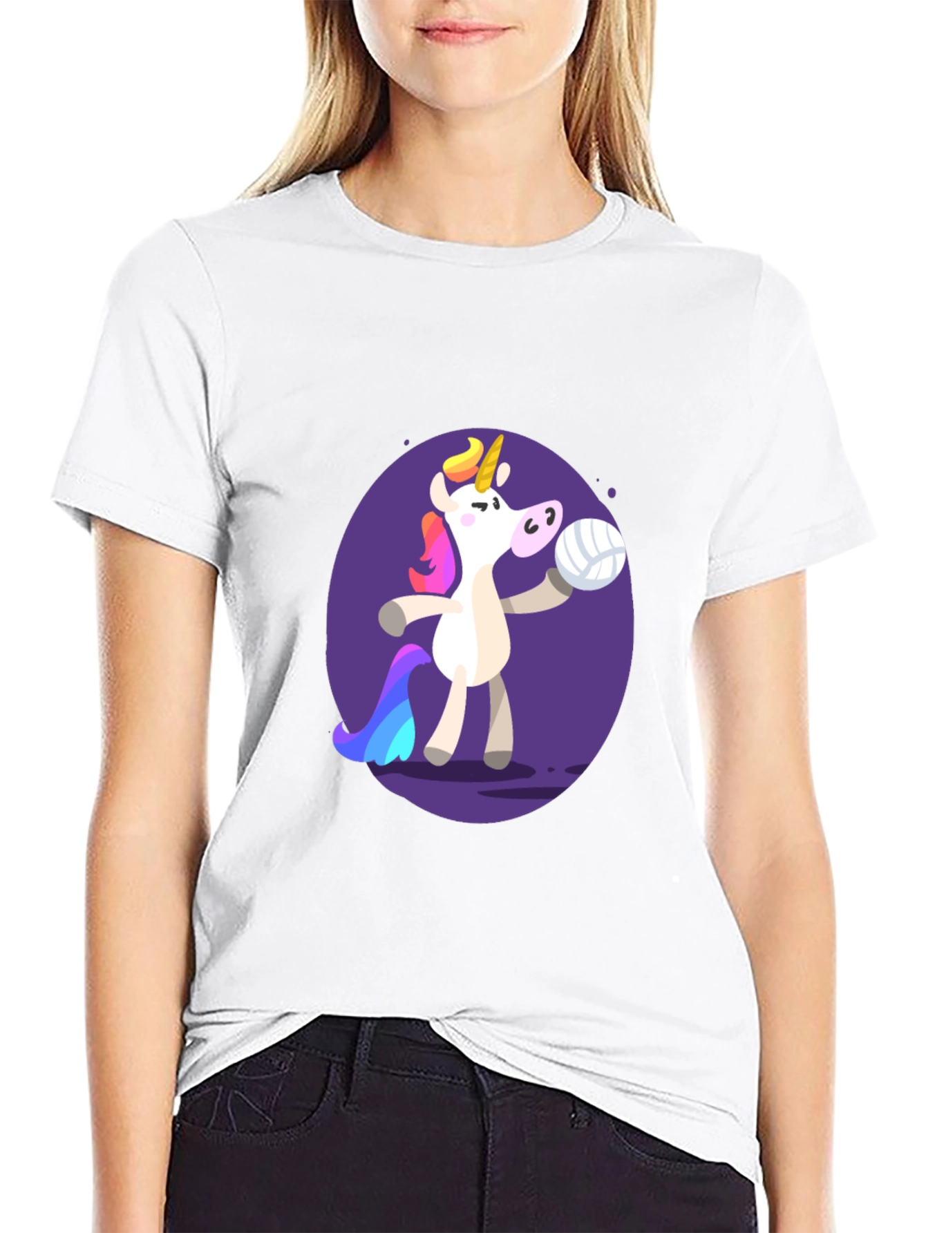 Unicorn Volleyball Graphic Tee - Black