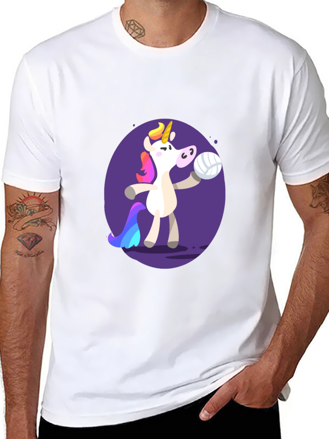Unicorn Volleyball Graphic Tee - Black