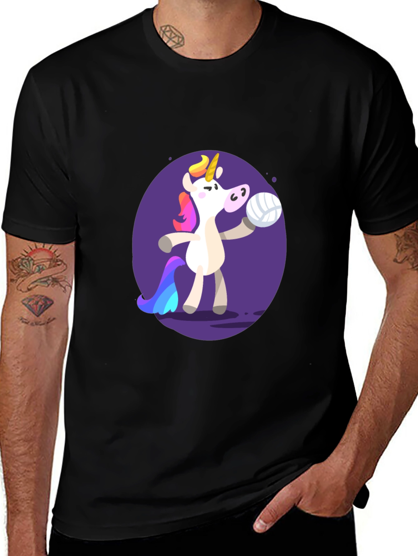Unicorn Volleyball Graphic Tee - Black