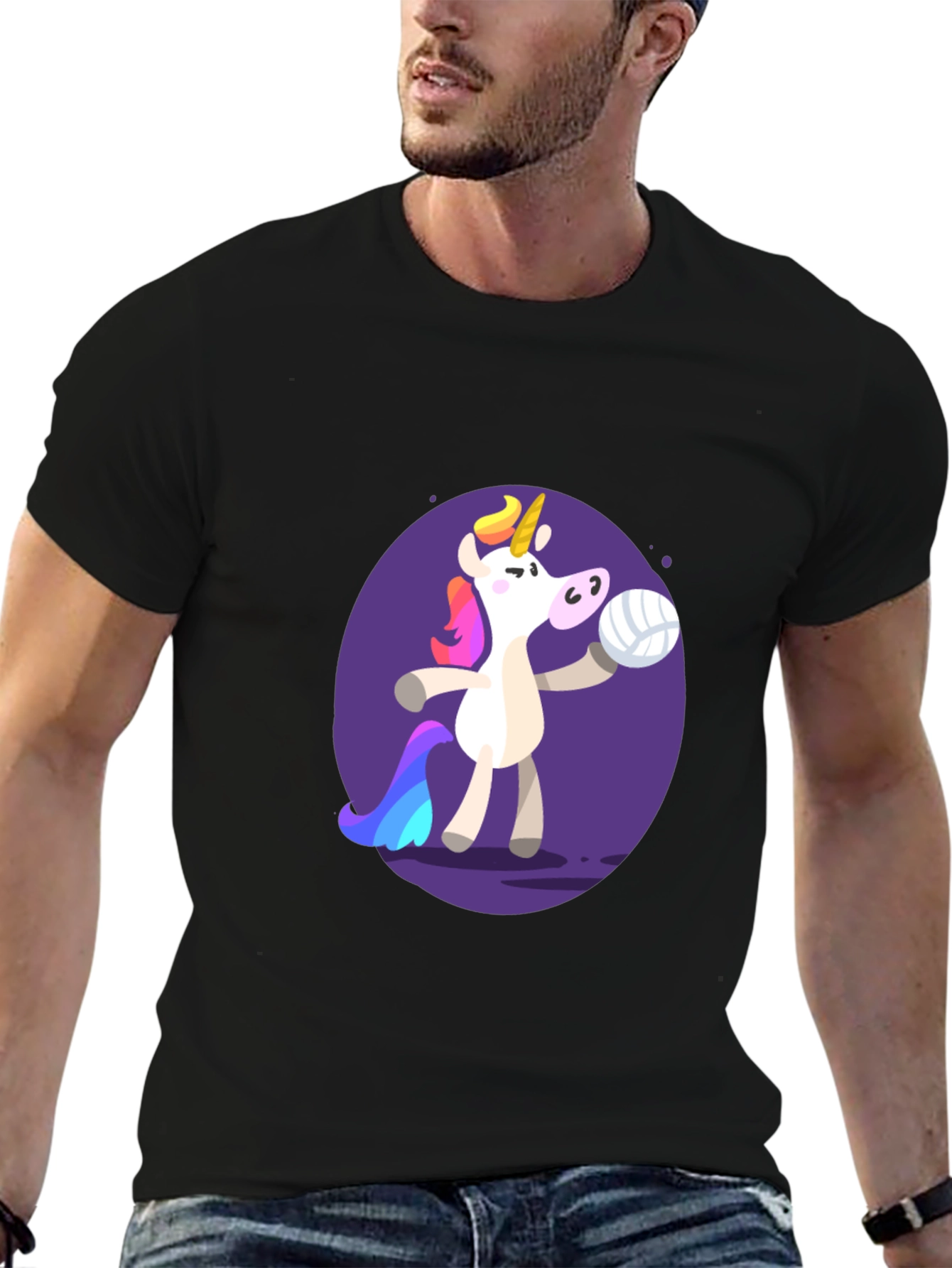 Unicorn Volleyball Graphic Tee - Black