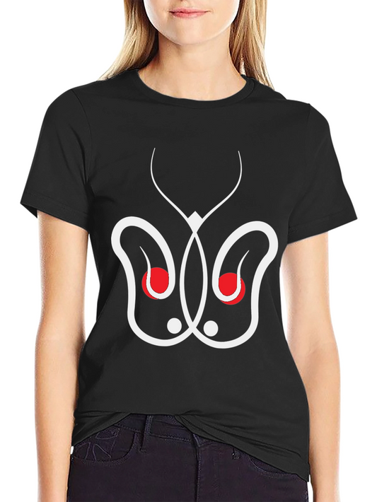 Abstract Butterfly Graphic Tee - Black Cotton Blend