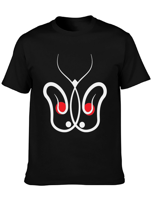Abstract Butterfly Graphic Tee - Black Cotton Blend