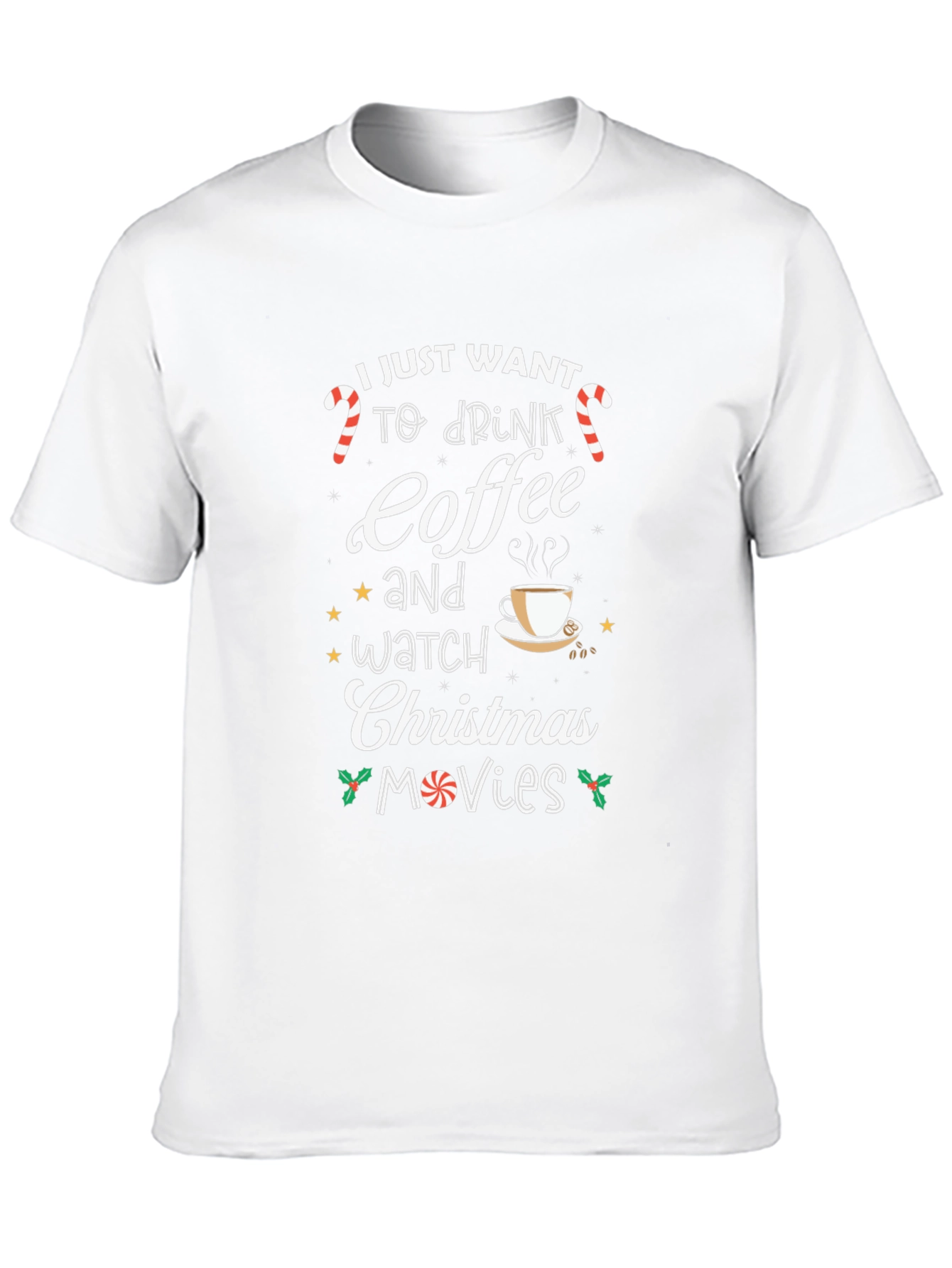 Christmas Coffee Movies T-Shirt Holiday Tee