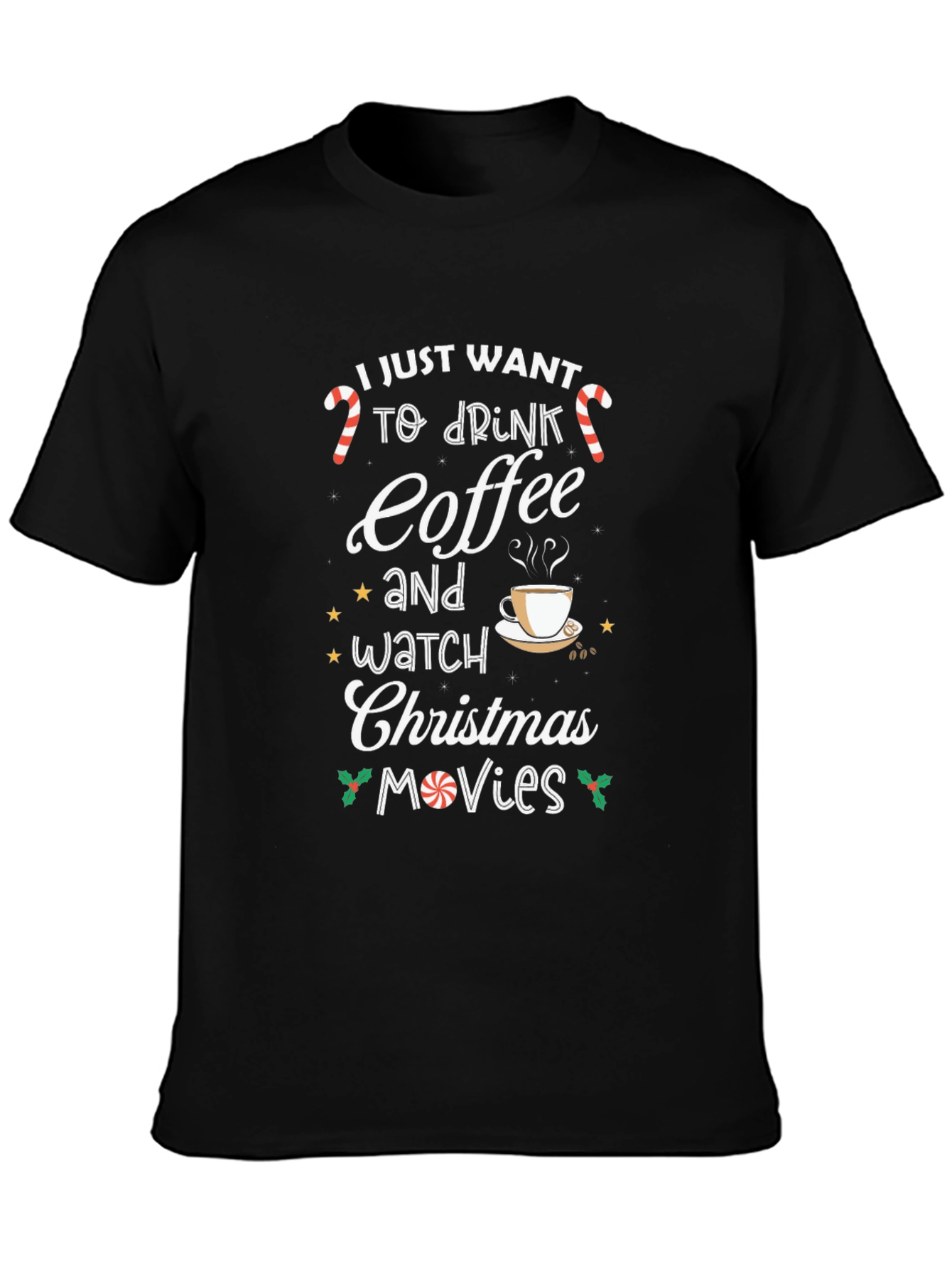 Christmas Coffee Movies T-Shirt Holiday Tee