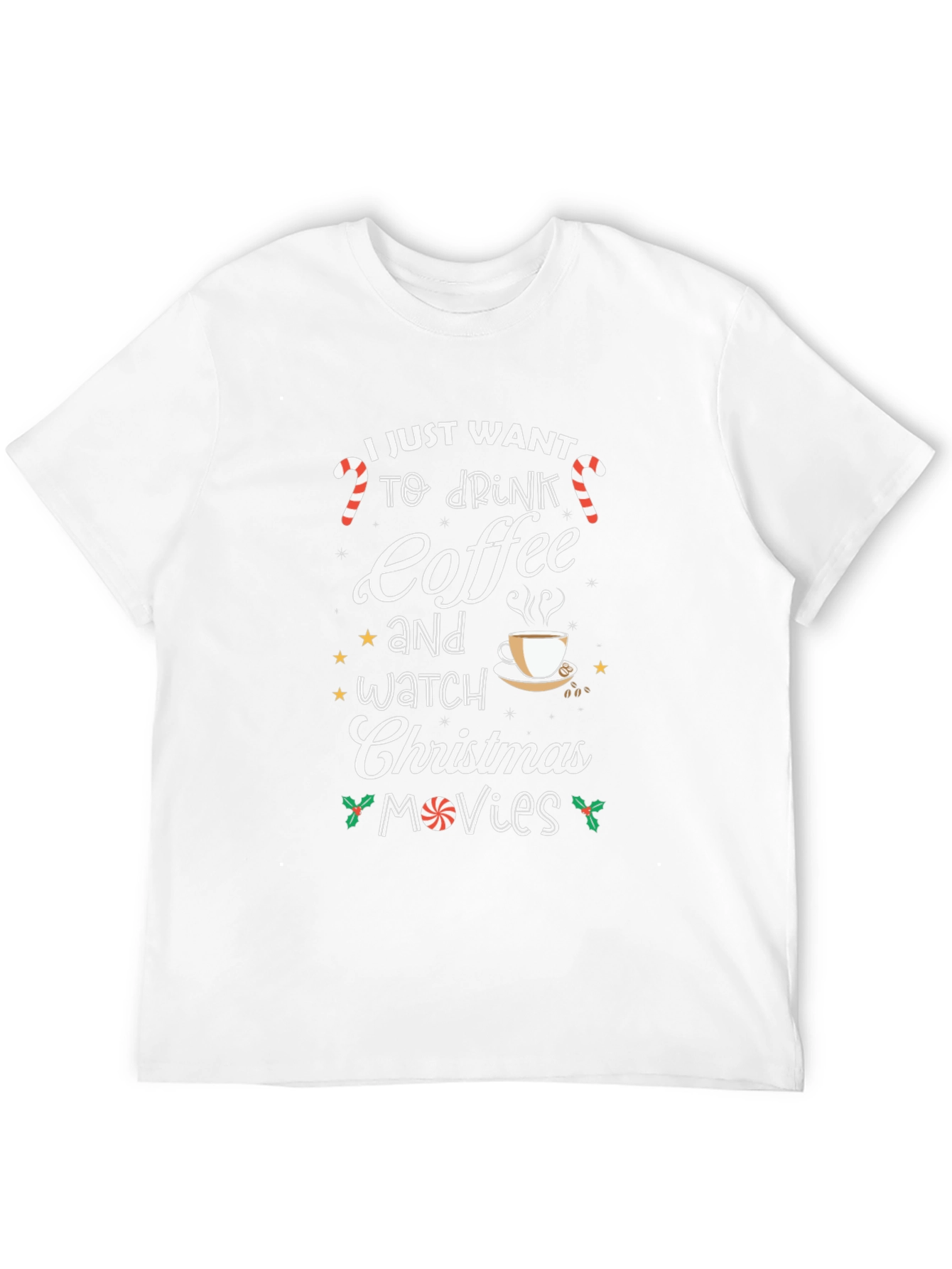 Christmas Coffee Movies T-Shirt Holiday Tee