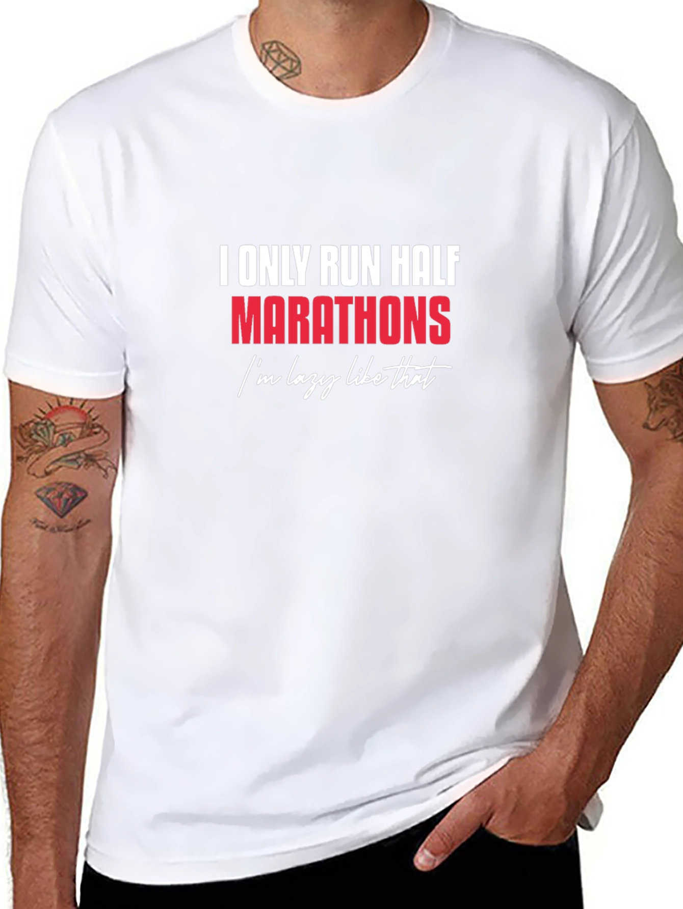 Funny Half Marathon Runner T-Shirt - Lazy Running Joke
