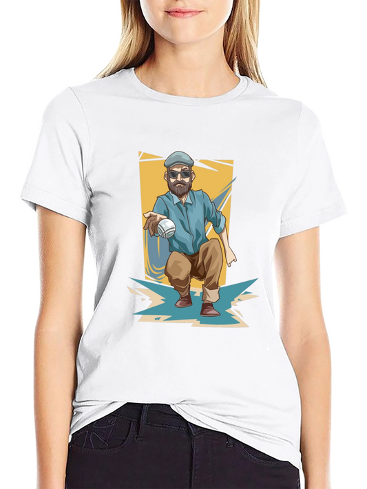 Cool Bocce Player Graphic T-Shirt