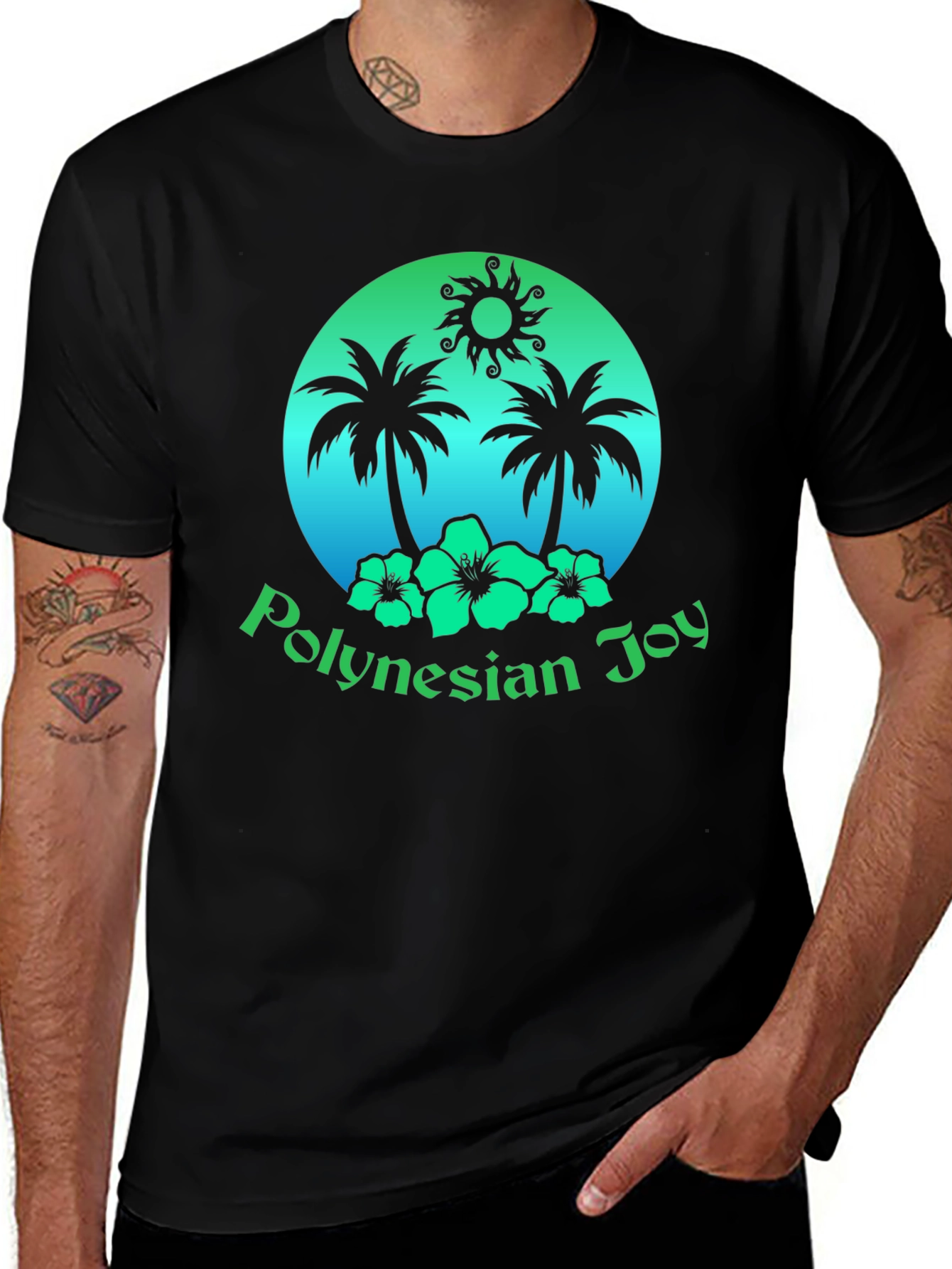 Polynesian Joy Tropical Graphic T-Shirt