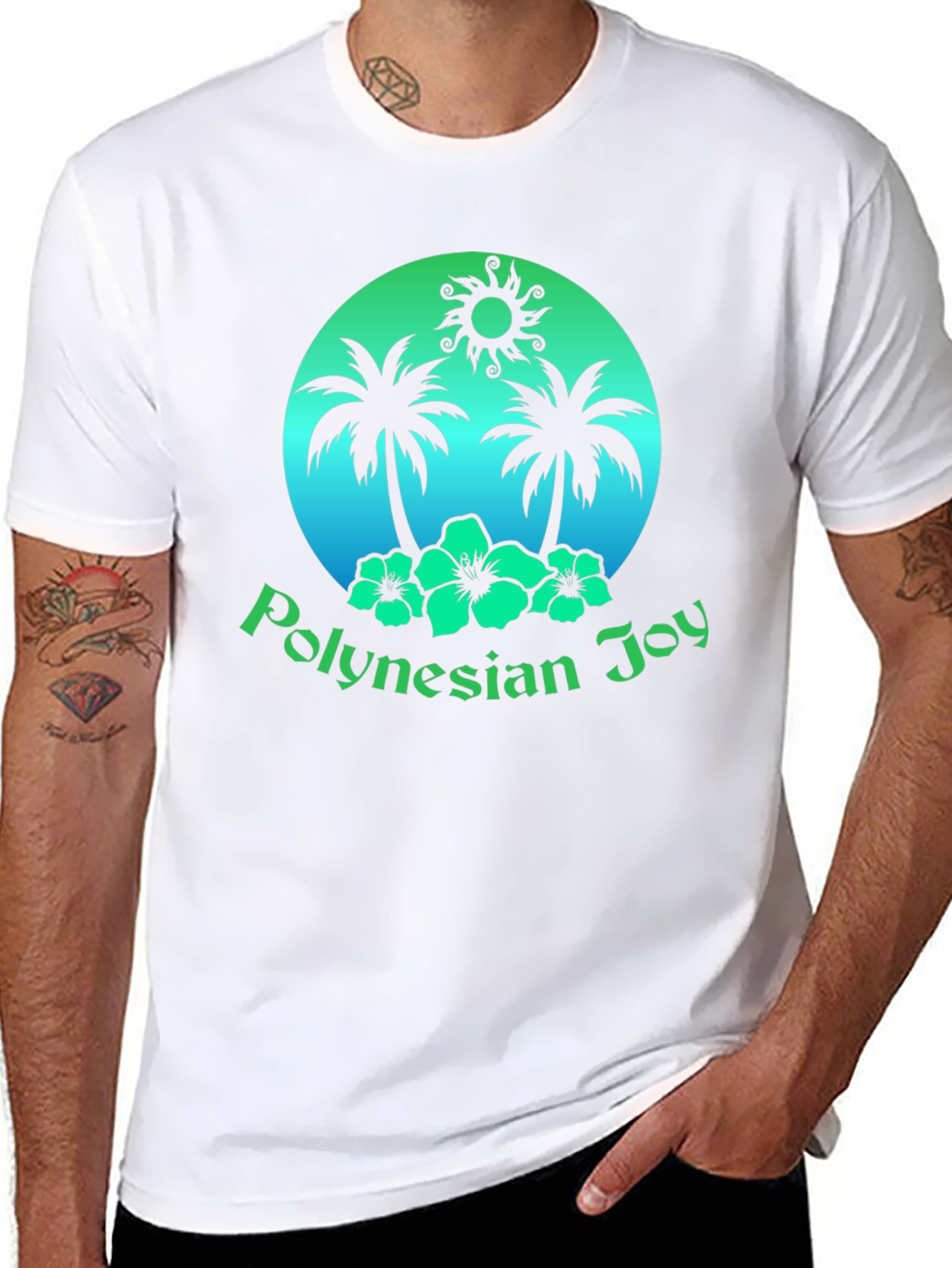 Polynesian Joy Tropical Graphic T-Shirt