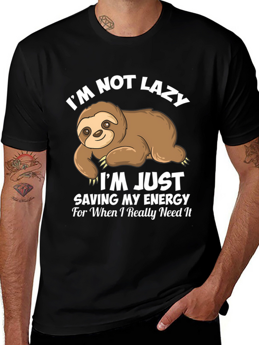 Funny Sloth T-Shirt - Not Lazy Saving Energy