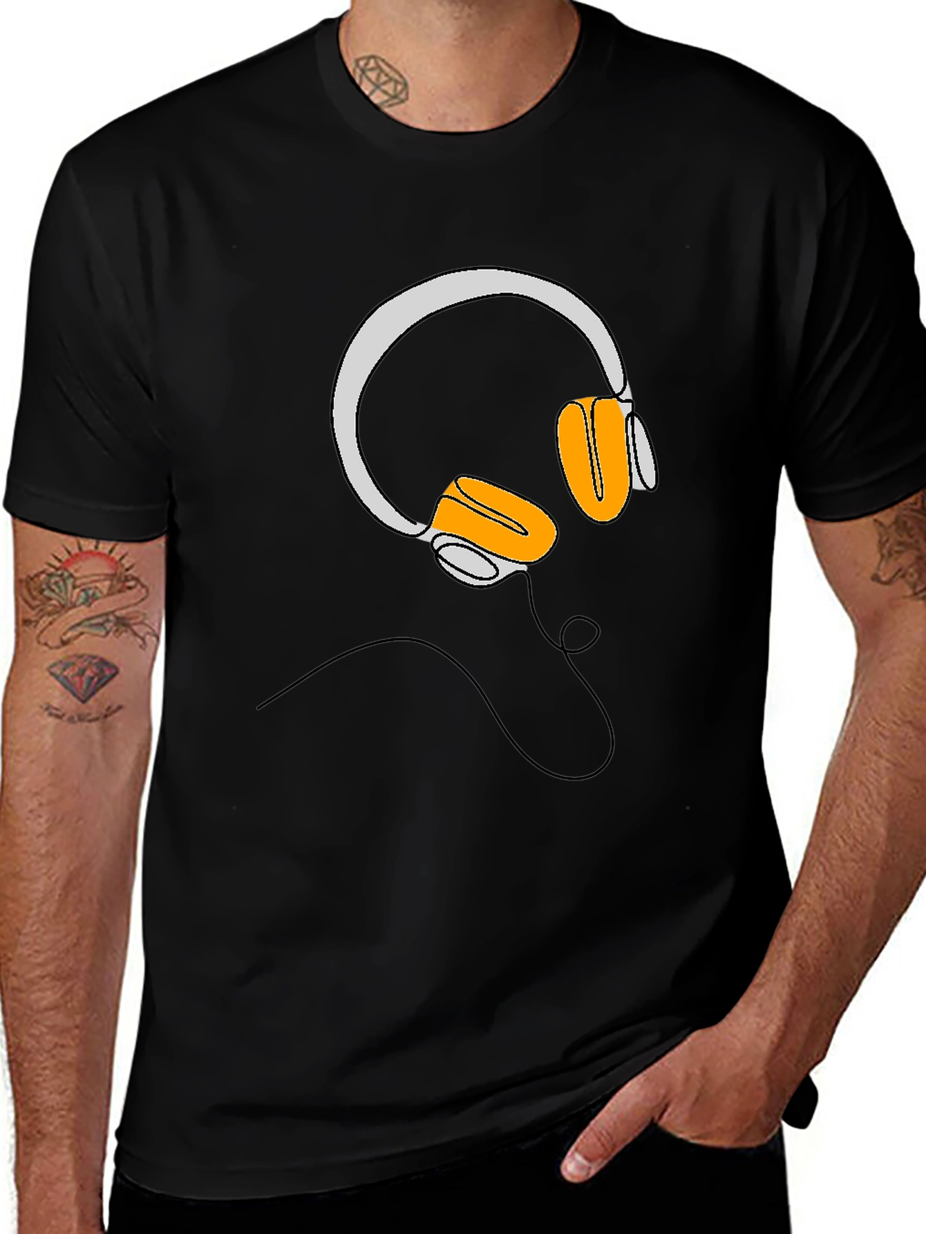 Headphone Graphic Black T-Shirt