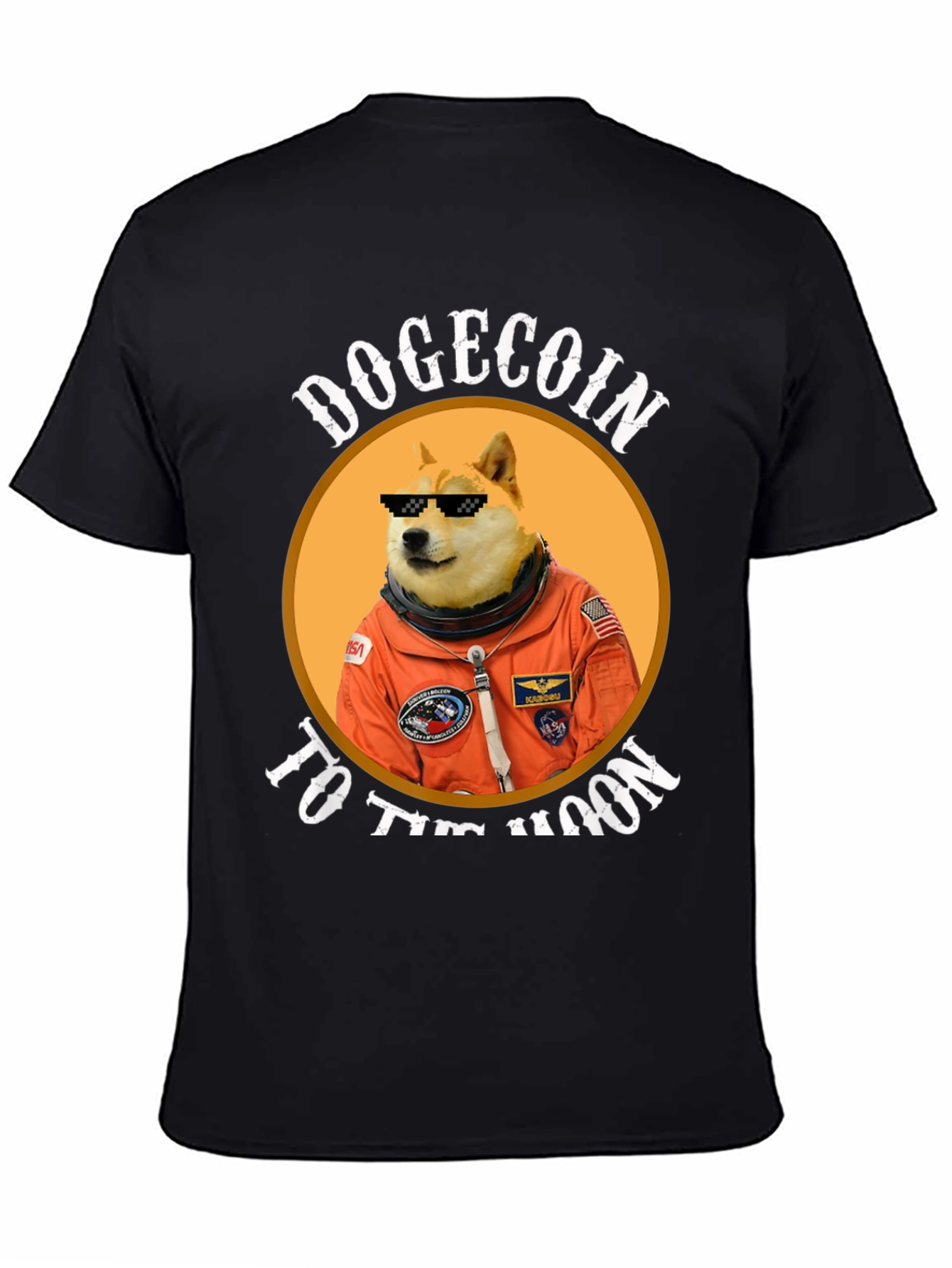 Dogecoin to the Moon Black Graphic Tee