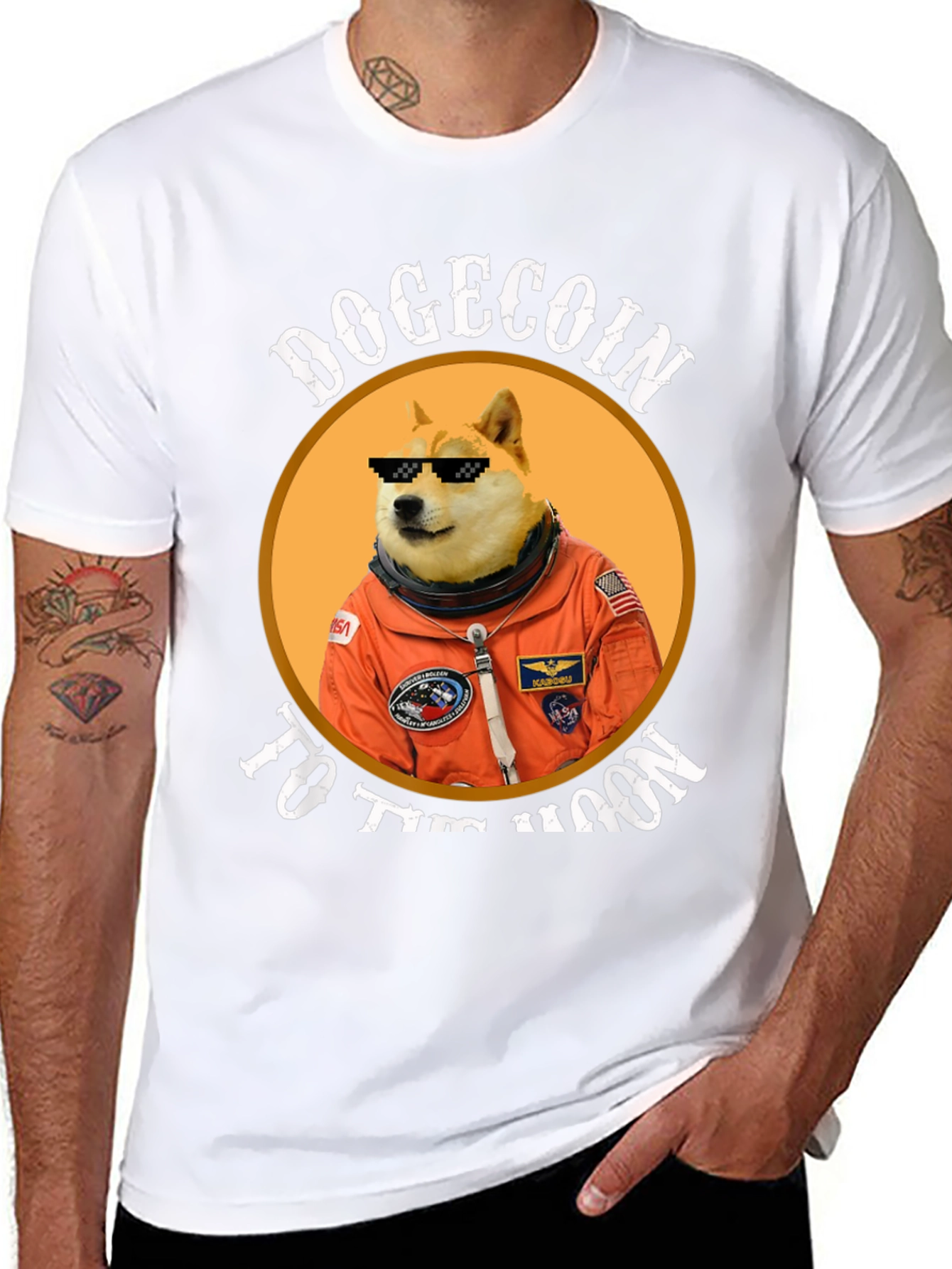 Dogecoin to the Moon Black Graphic Tee