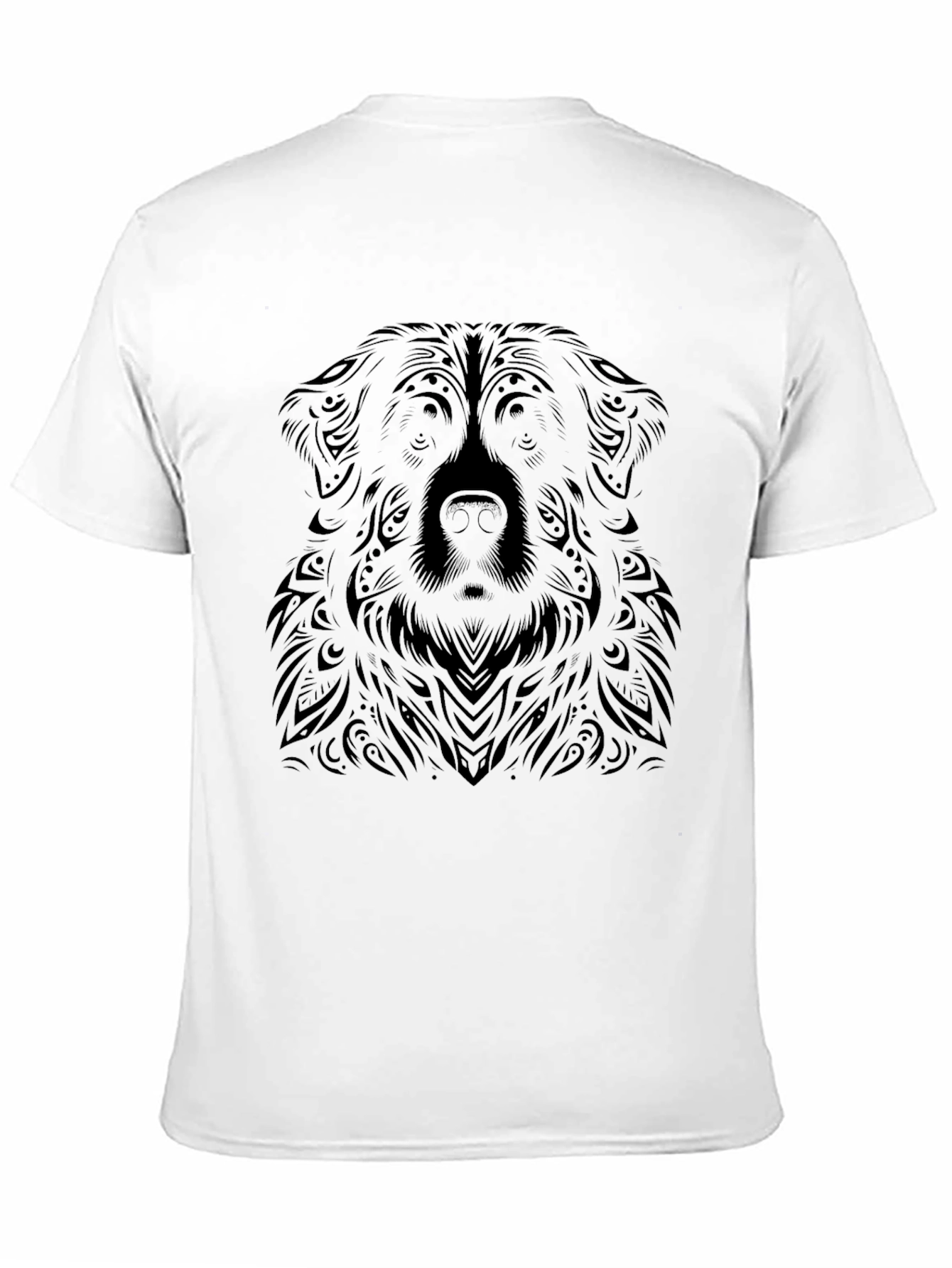 Tribal Dog Graphic Tee - Black Cotton T-Shirt