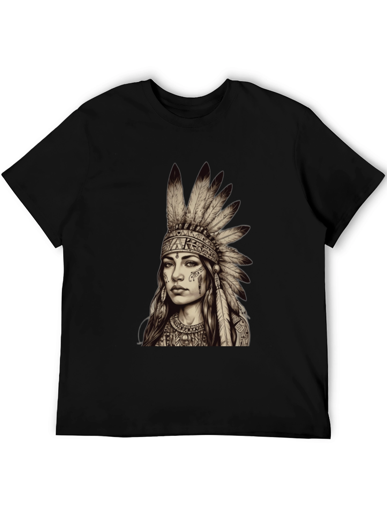 Native American Headdress Graphic Tee - Unisex Black T-Shirt