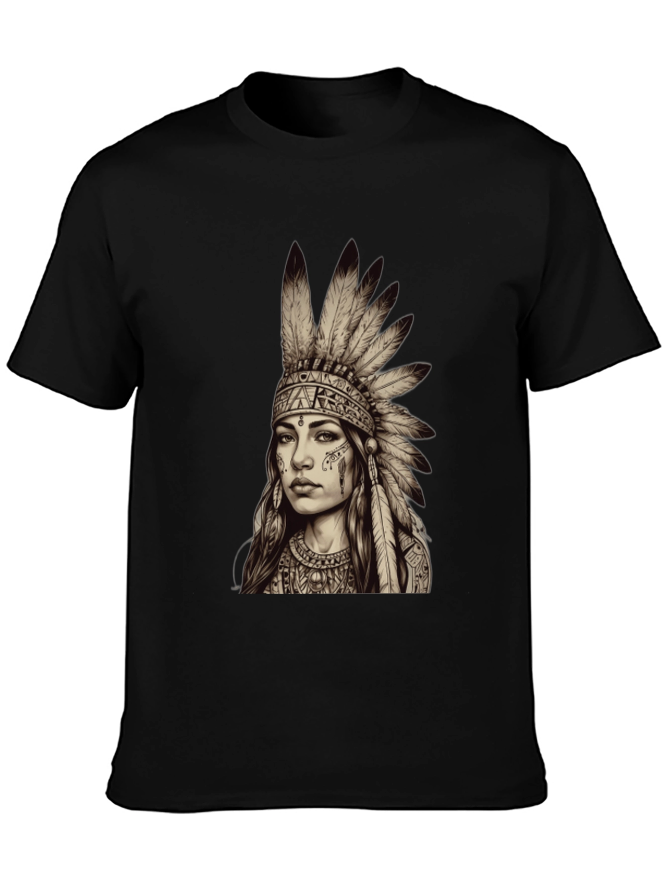 Native American Headdress Graphic Tee - Unisex Black T-Shirt